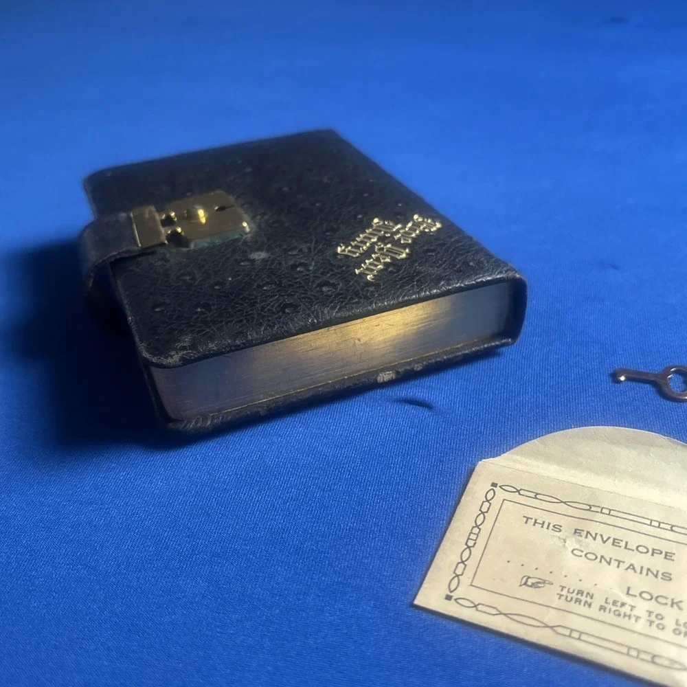 Vintage 1940s Five Year Diary Book Leather Cover Unused Antique Journal with Key